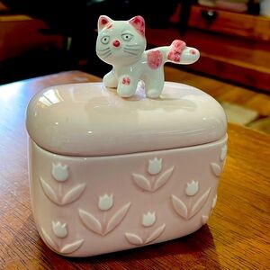 VTG Roman Japan Ceramic Cat Trinket Box